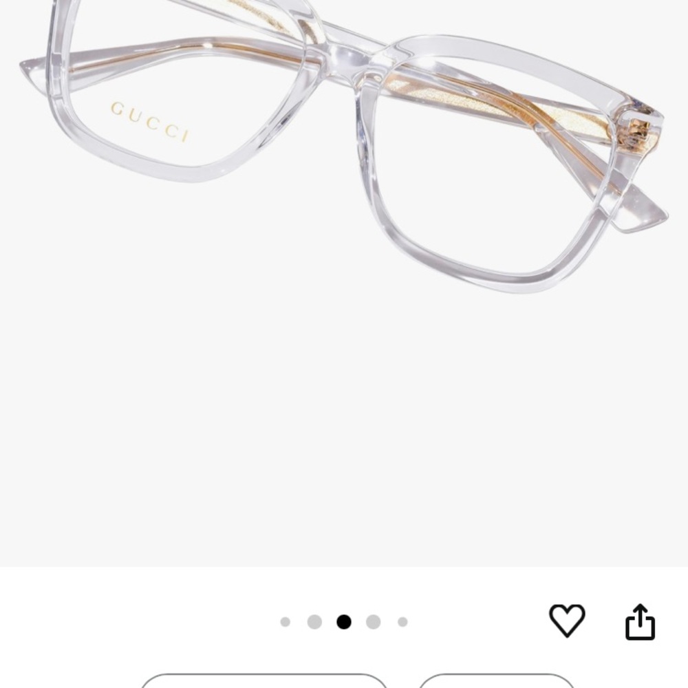 Gorgeous Gucci Crystal Clear Eyewear with Gold Detail, Clear Lense